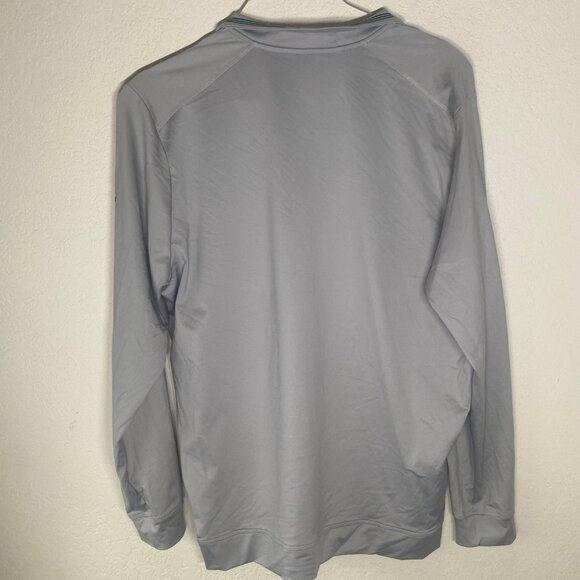 Adidas Mens XL Gray Long-Sleeve Polo Shirt With Zip Collar - Picture 6 of 7